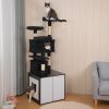 Cat Litter Box Enclosure with Cat Tree, Enlarged Cat Tower with Hidden Cat Washroom Furniture,