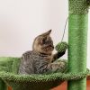 Cactus Cat Tree Cat Scratching Post with Hammock Play Tower; Full Wrapped Sisal Scratching Post for Cats 93.5cm Green