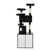 Cat Litter Box Enclosure with Cat Tree, Enlarged Cat Tower with Hidden Cat Washroom Furniture,