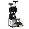 Cat Litter Box Enclosure with Cat Tree, Enlarged Cat Tower with Hidden Cat Washroom Furniture,