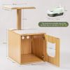 3-IN-1 Cat Litter Box Enclosure; Wooden Cat House with Cat Bed Hidden Cat Washroom Furniture with Scratching Post