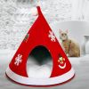 Cat Bed House Christmas Tree Shape Puppy Kennel Washable Cat Mat Kitten Cave Winter Warm Pet Beds for Cats Dogs Pet Accessories