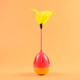 Cat Ball Feather Toy Interactive Cat Teaser & Automatic Spinning Tumbler Ball with Chirp Sound and Food Dispenser for Cats Kitten (Color: orange)