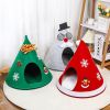 Cat Bed House Christmas Tree Shape Puppy Kennel Washable Cat Mat Kitten Cave Winter Warm Pet Beds for Cats Dogs Pet Accessories