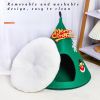 Cat Bed House Christmas Tree Shape Puppy Kennel Washable Cat Mat Kitten Cave Winter Warm Pet Beds for Cats Dogs Pet Accessories