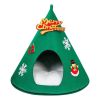 Cat Bed House Christmas Tree Shape Puppy Kennel Washable Cat Mat Kitten Cave Winter Warm Pet Beds for Cats Dogs Pet Accessories